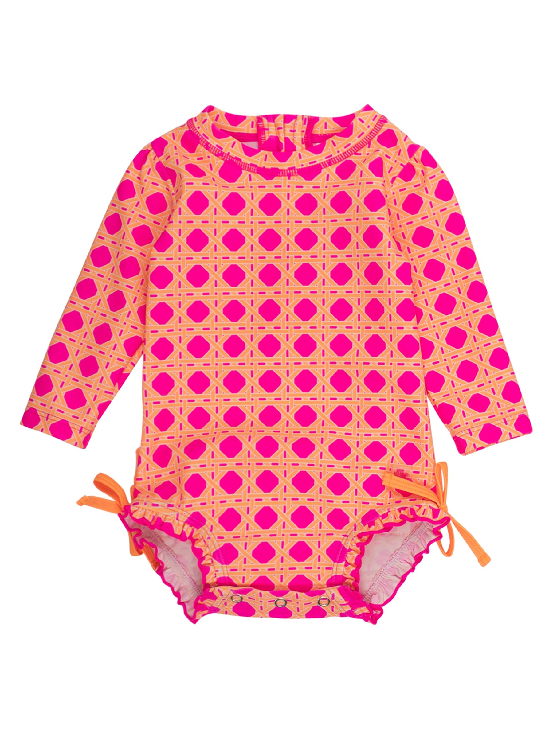 RuffleButts Baby Girls Novelty Baby One Piece - Rash Guard Swimsuit UPF 50+
