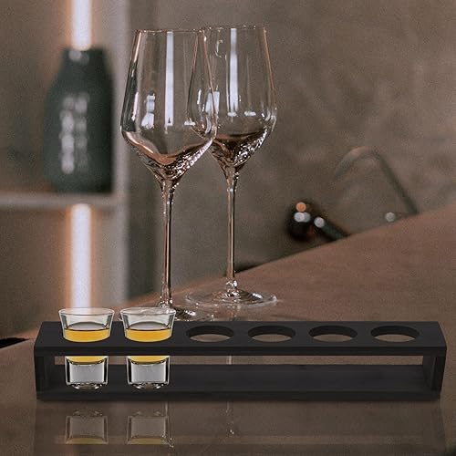 Miniatura 7 de Kichvoe Organizador de vasos de chupito de madera y copas de vino, soporte compacto para vasos de whisky, diseño elegante para bares, restaurantes y
