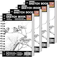 Vista 13 de FIXSMITH Cuaderno de bocetos de 9 x 12 pulgadas, 400 hojas (68 libras/3.53 oz/m²), paquete de 4 (100 hojas cada uno), papel de dibujo sin ácidos