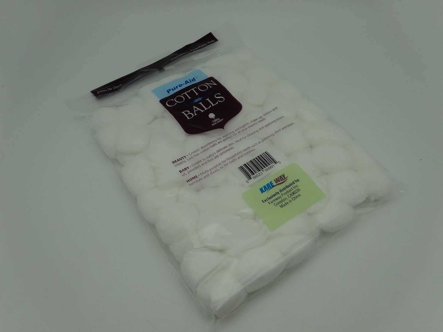 Pure-Aid Triple Size 100% Pure Cotton Balls - 100 Count : Beauty & Personal Care