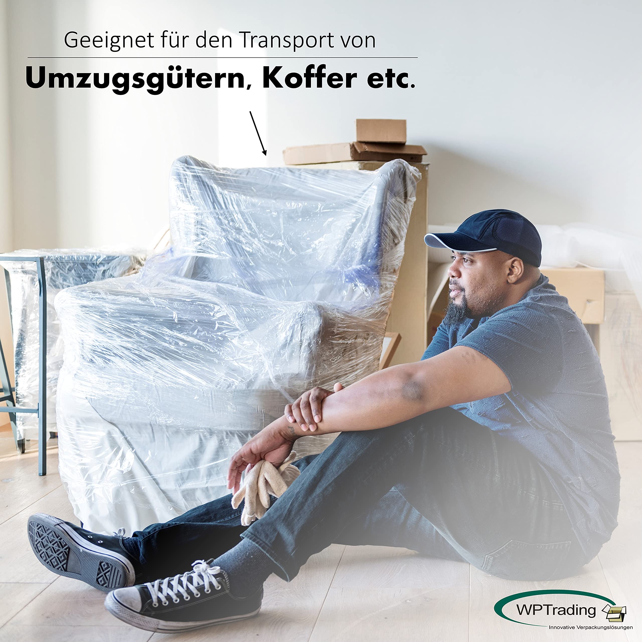 3 x Rolle Stretchfolie 50 cm x 260 lfm (23my) Weiß - Ein-Packfolie aus LDPE - Wickelfolie stark & reißfest - Umzugsfolie Schutzfolie - Paletten Verpackungs-Folie für Umzug, Möbel & Lager