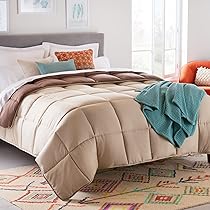 Linenspa Trapunta in Microfibra – Piumino 4 Stagioni – ultra morbido – Piumone Singolo (135 x 200 cm) – Sabbia, Moka