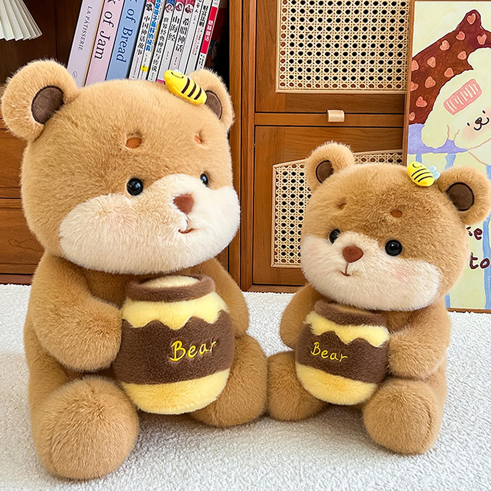 Honigbär Kuscheltier, Niedliche Bär Plüsch Stofftier, Weiches Flauschiges Teddybär Plüschtier für Kinder, Geschenk & Kinderzimmer Deko (50 cm)