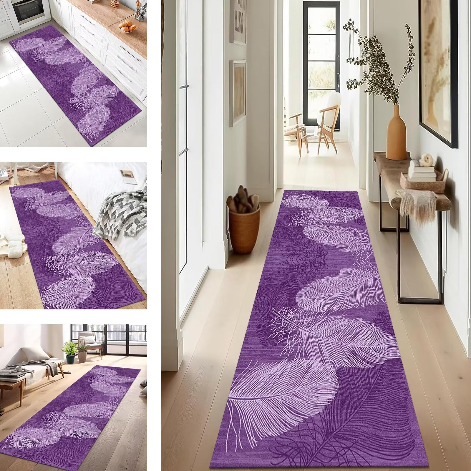 Tapis de couloir 110x200cm abstrait violet pour un salon moderne