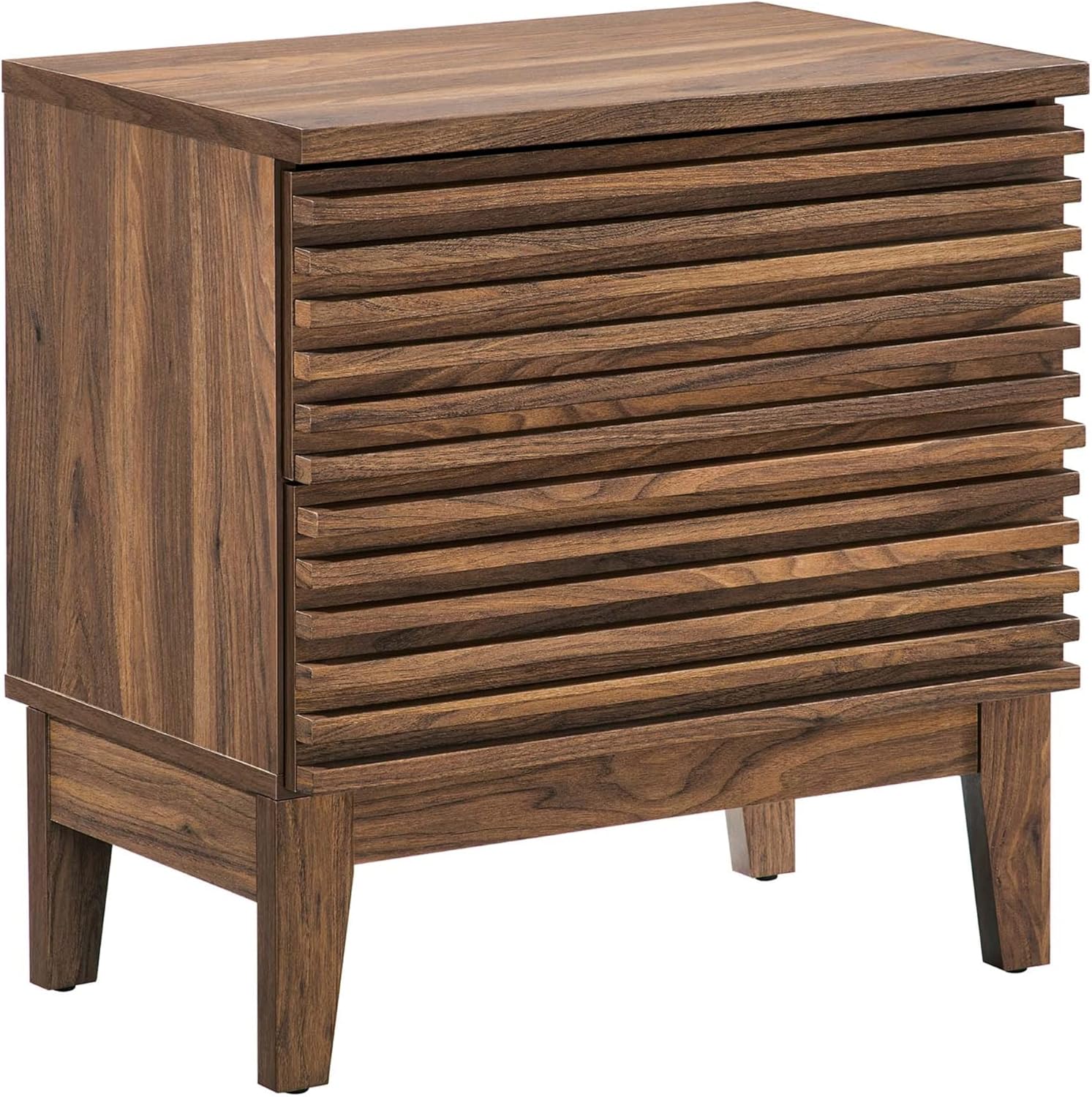 Modway Render Mid-Century Modern, Two-Drawer Nightstand, Walnut