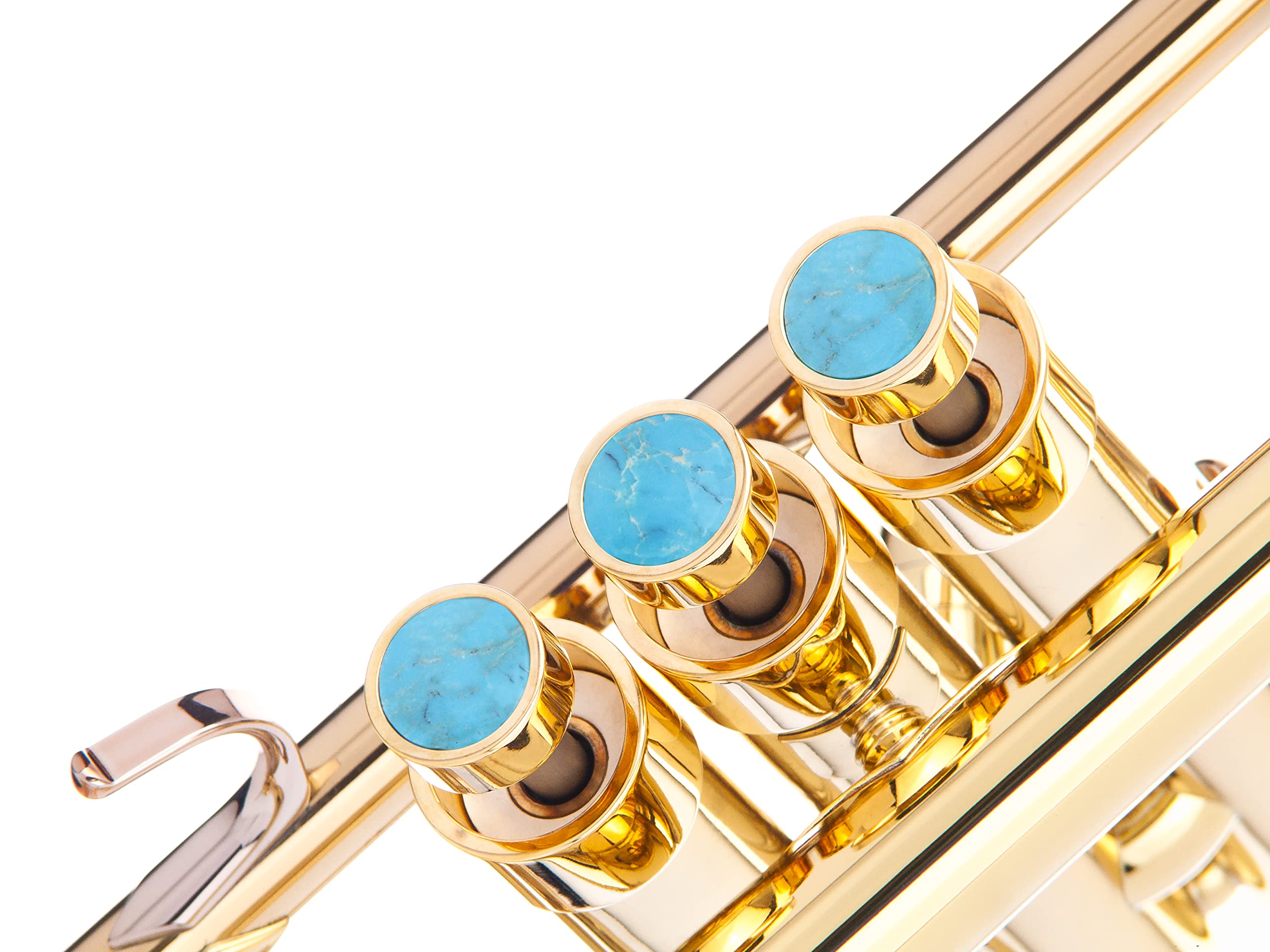 HEAVY Trumpet custom finger buttons for all Yamha (All YTR), Stomvi, Shagerl, Carol Brass and Fides Trumpets, Yamaha flugelhorn 631/731, Yamaha cornet models (24K Gold Plated, Turquoise)