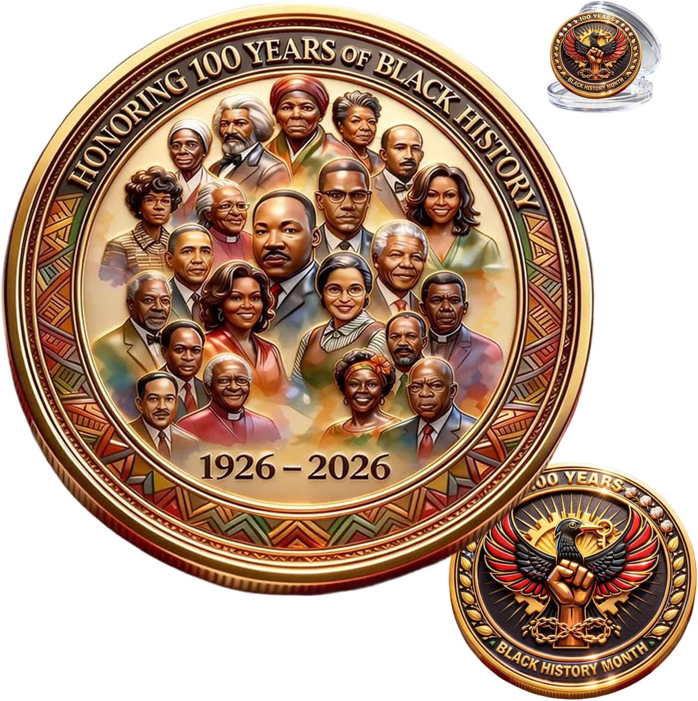 Black History Month – 100 Years Commemorative Coin (1926–2026), Centennial Tribute Collectible Medal with Bold Symbolic Imagery for Cultural History Displays (1PC)