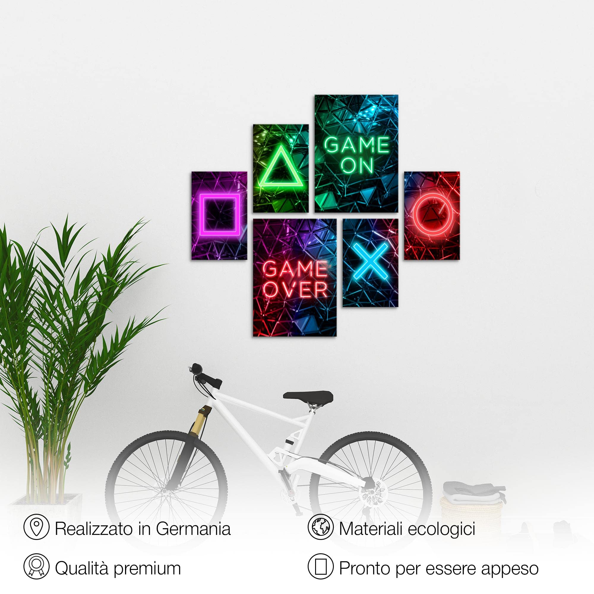 Quadros Gioco Console Gamer - Nessuna Cornice Necessaria - Collage Moderno Colorato - Abbastanza Ragazzo Adolescente - N002663a