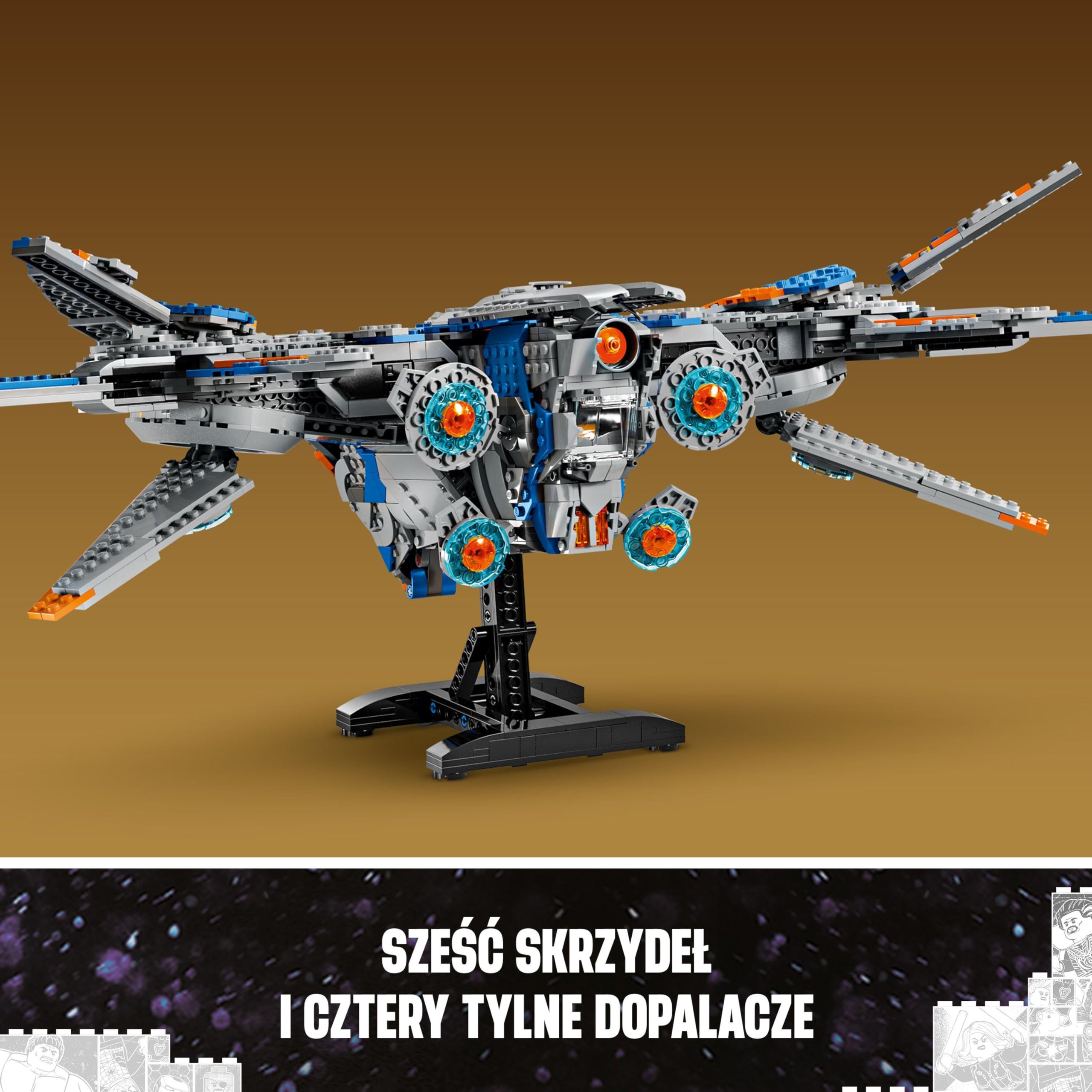 LEGO Marvel Strażnicy Galaktyki: Milano, Statek Kosmiczny, Zabawka Konstrukcyjna dla 12-latka, 4 Minifigurki Superbohaterów i Mały Groot, Pomysł na Prezent dla Nastolatka i Fana Avengersów, 76286