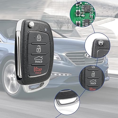 Miniatura 3 de Reemplazo para 2015 2016 2017 Hyundai Sonata llavero, llavero para Hyundai Sonata Remote, Sistema remoto de entrada sin llave P/N: 95430-C1010 FCC