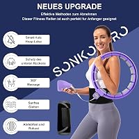 Sonkoloro Intelligens Fitness Hula Hoop Felnőtteknek, Súlygolyós Fogyasztó Hullahopp Abroncs, Kék, 122 cm, Csúszásmentes 2