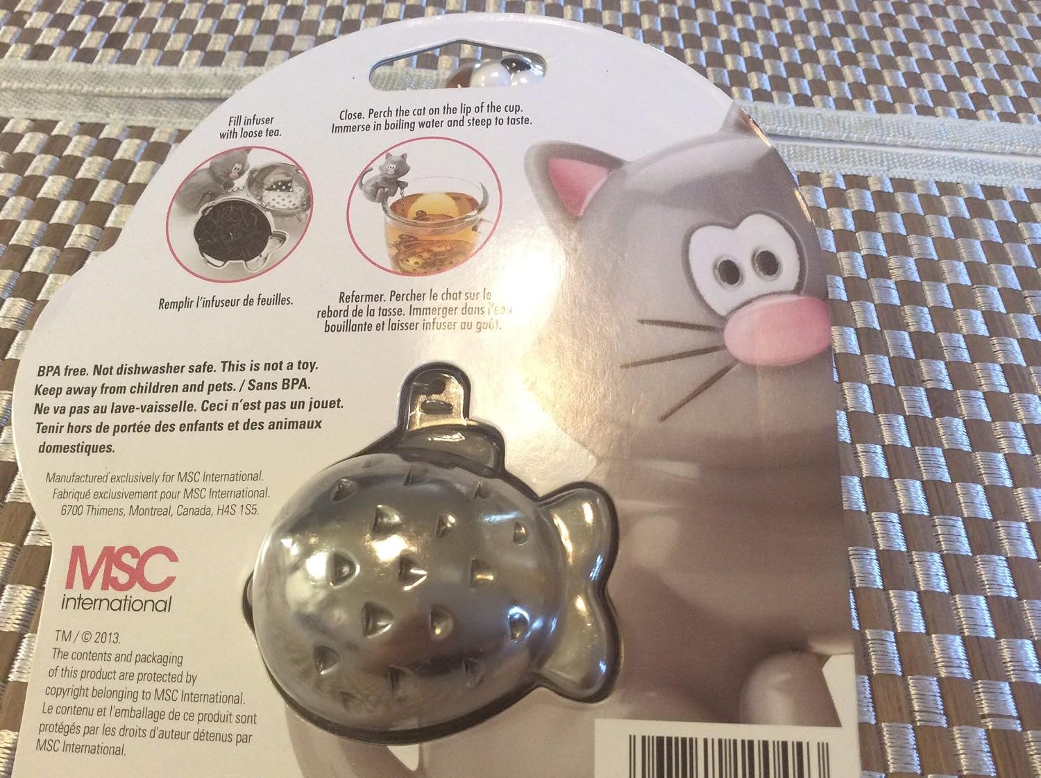 MSC International Cat Tea Infuser, Meow, Assorted Black & White