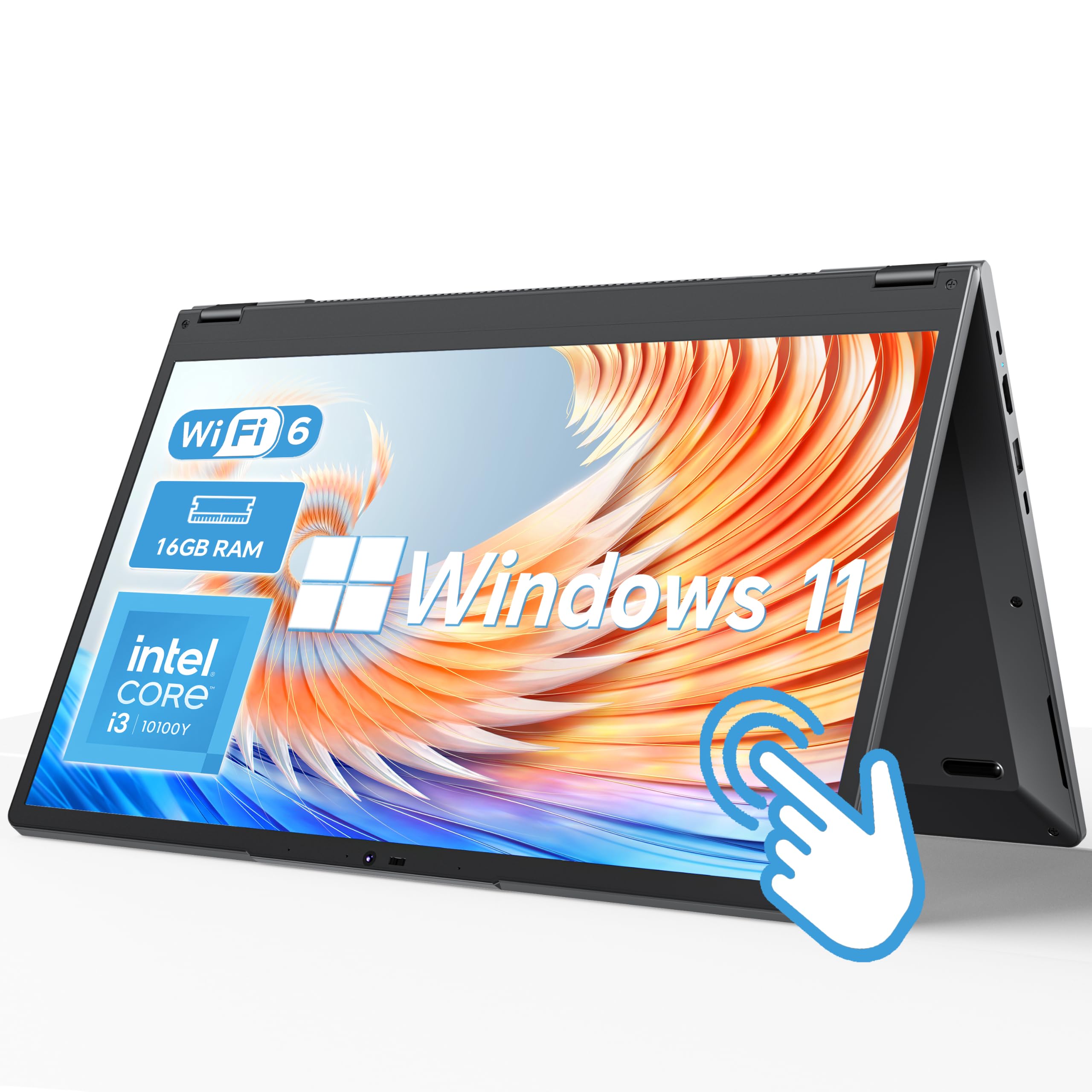 2-in-1 Laptop 15,6 Zoll Touchscreen, Core i3-10100Y, 16GB RAM, 256GB SSD