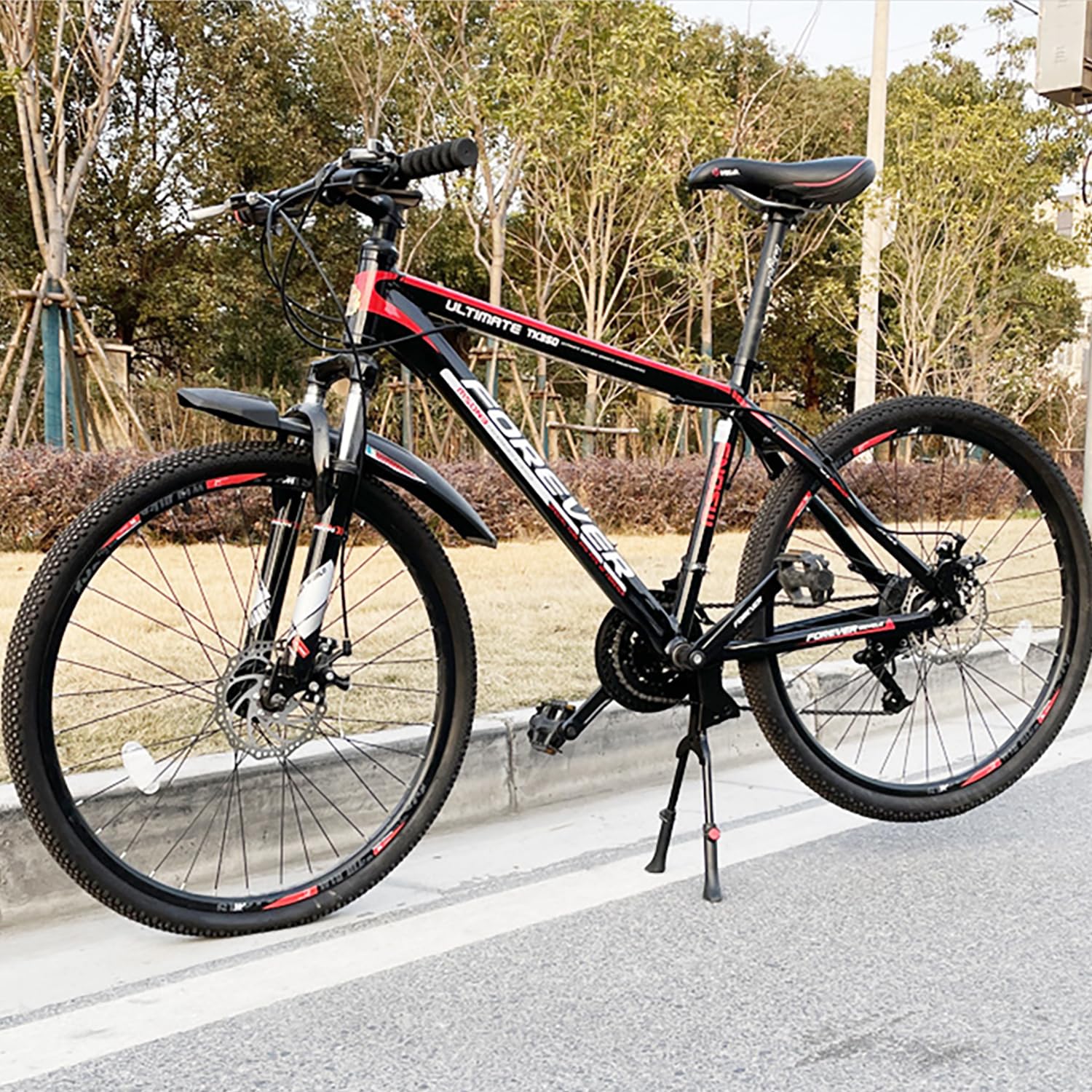 Cavalletto Bici a Doppia Gamba - 1 Pezzo, Nero, Cavallettoer per Bicicletta Regolabile, Supporto a due Gambe, Adatto a Diversi Tipi di Biciclette, tra cui Mountain Bike e Altre