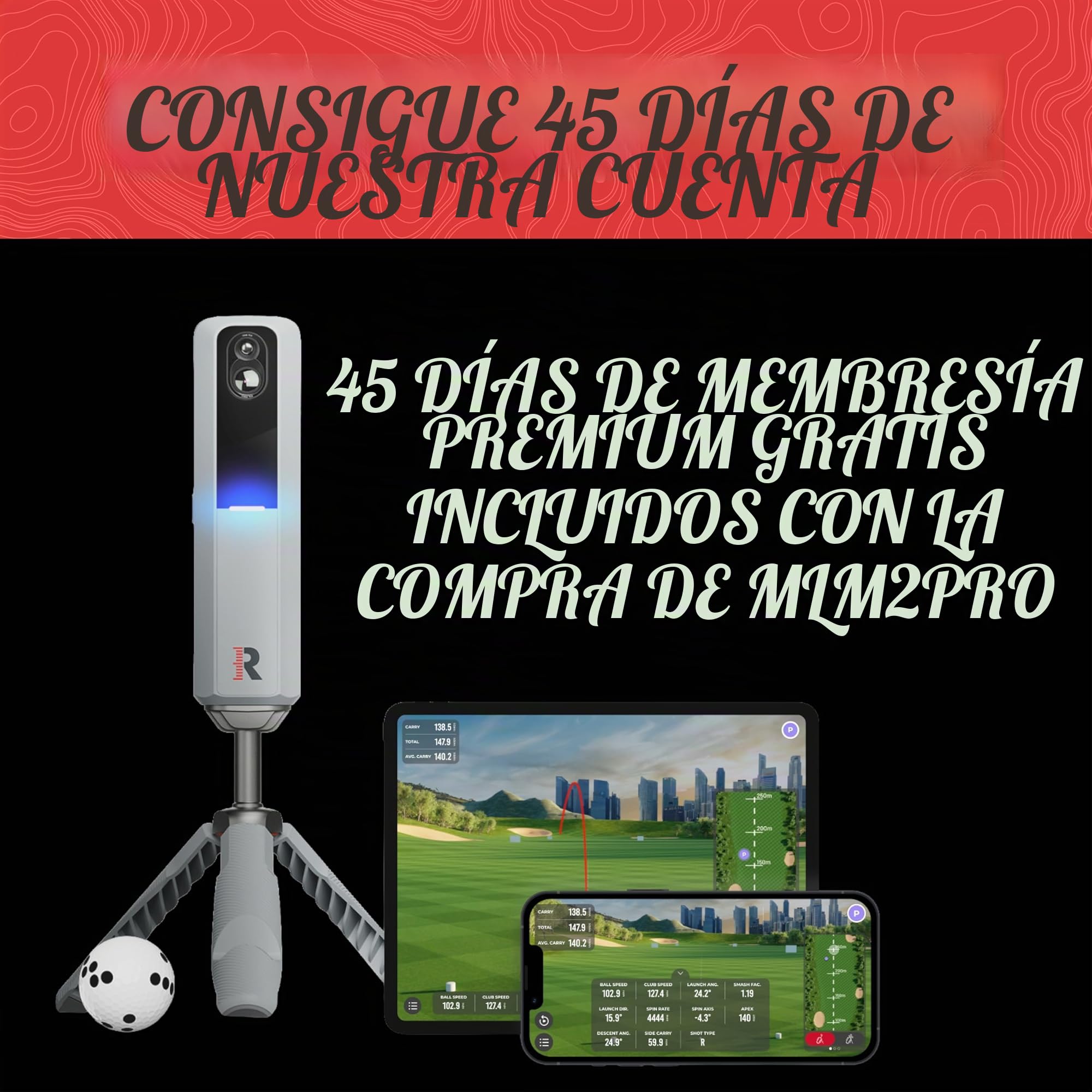 Rapsodo Monitor de Lanzamiento móvil MLM2PRO + simulador de Golf