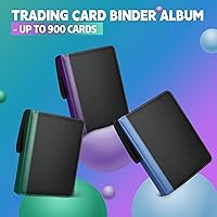 Vista 6 de 9 Pockets Trading Card Binder with Sleeves Card Organizer, 900 Double Sided Pocket PU Card Collection Binder, Baseball Binder,for Sports Card, MTG