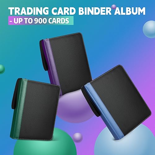 Miniatura 5 de 9 Pockets Trading Card Binder with Sleeves Card Organizer, 900 Double Sided Pocket PU Card Collection Binder, Baseball Binder,for Sports Card, MTG,