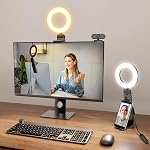 Ring Light for Laptop and Phone, 5" Selfie Ring Light with Stand and Phone Holder, Video Light Led Streaming Light for Webcam Lighting/Zoom Meetings/Video Calls/Live Streaming/Makeup/YouTube/TikTok