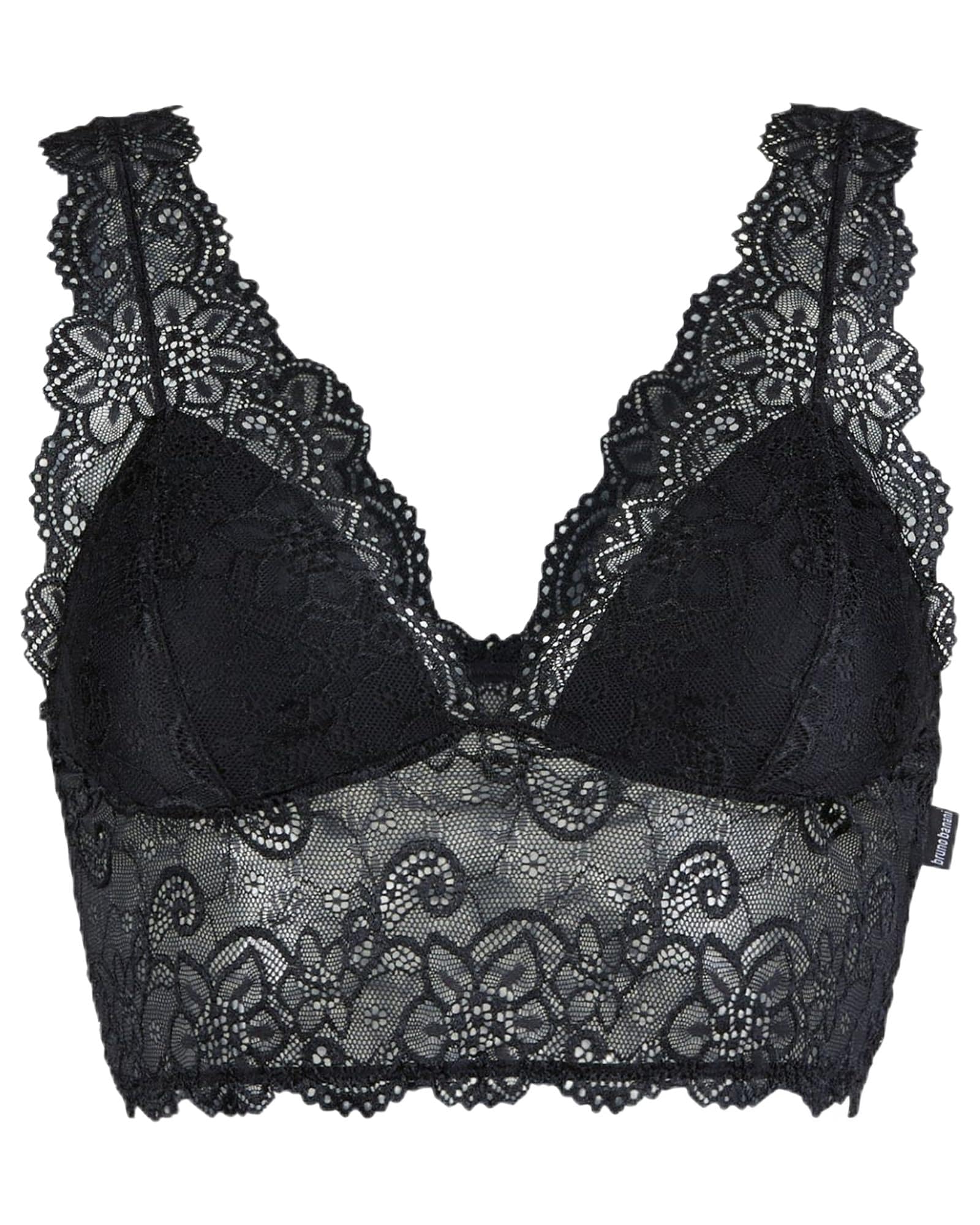 bruno banani Bustier Damen Lacy Spitze ohne Bügel Bralette - Schwarz - XL