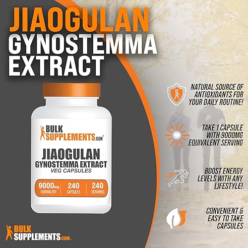 Miniatura 3 de BulkSupplements. com Jiaogulan Cápsulas - Cápsulas de extracto de gynostemma, extracto de Pentaphyllum de Gynostemma, equivalente a Jiaogulan 9000mg