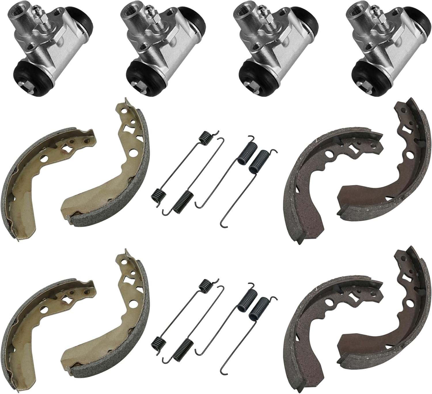 Caltric Rear Front Brake Shoes With Brake Cylinders Compatible with Kawasaki Mule 500 KAF300B 1993-1996 2007 / Mule 550 KAF300C 1997-2004 2007