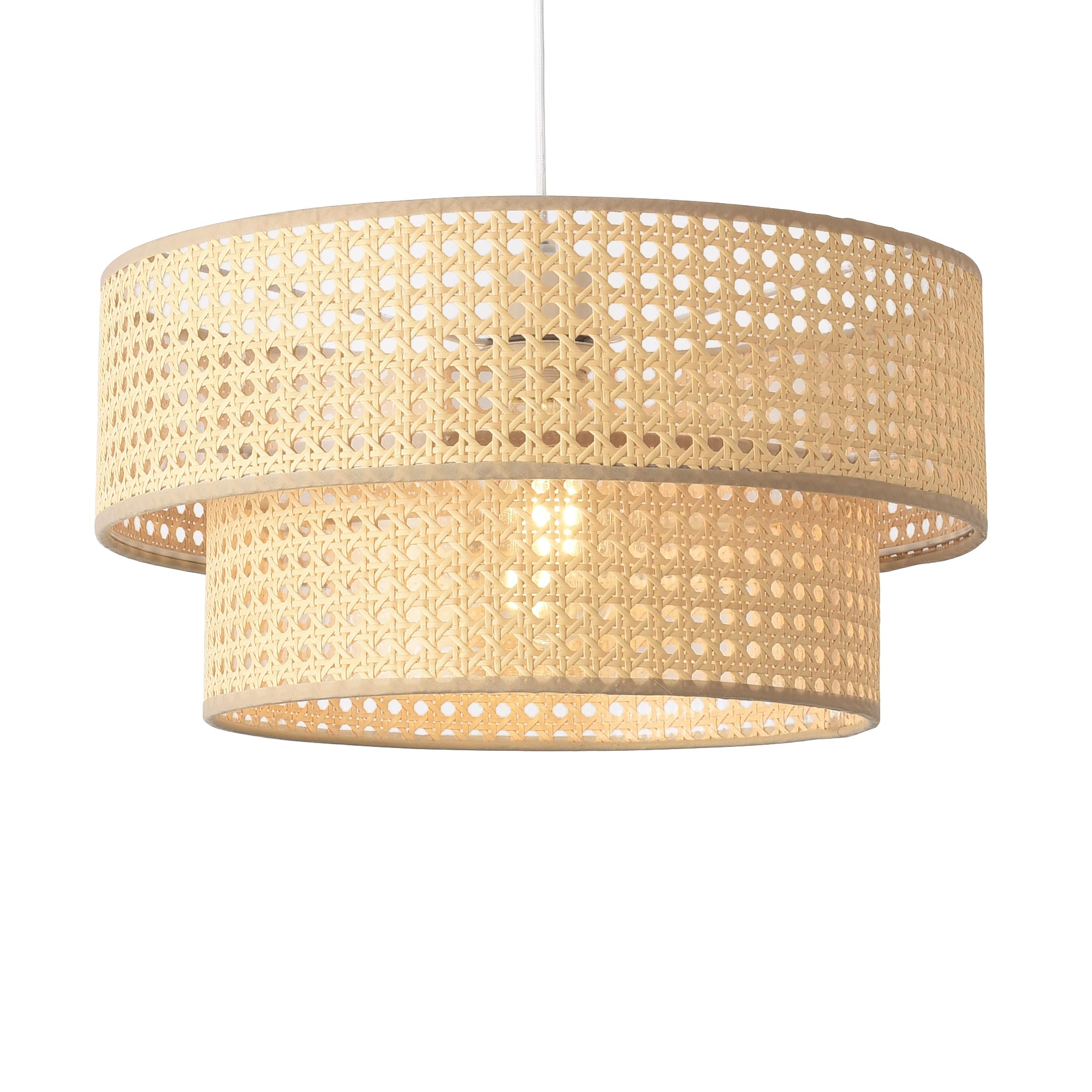 lux.pro Suspension Moderne et Stylée Lampe à Suspendre avec Abat-Jour Ø 40 cm Douille E27 Luminaire pour Salon Chambre Bureau Cuisine Salle à Manger Métal PVC Blanc Aspect Rotin