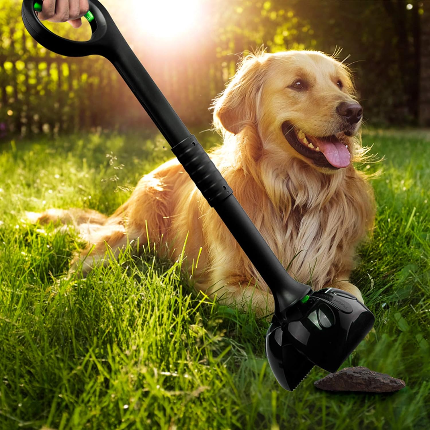 Chrider Non-Breakable Pet Pooper Scooper for Large and Small Dogs, Long Handle Portable Dog Pooper Scooper, Foldable Dog Poop Waste Pick Up Rake (Green)