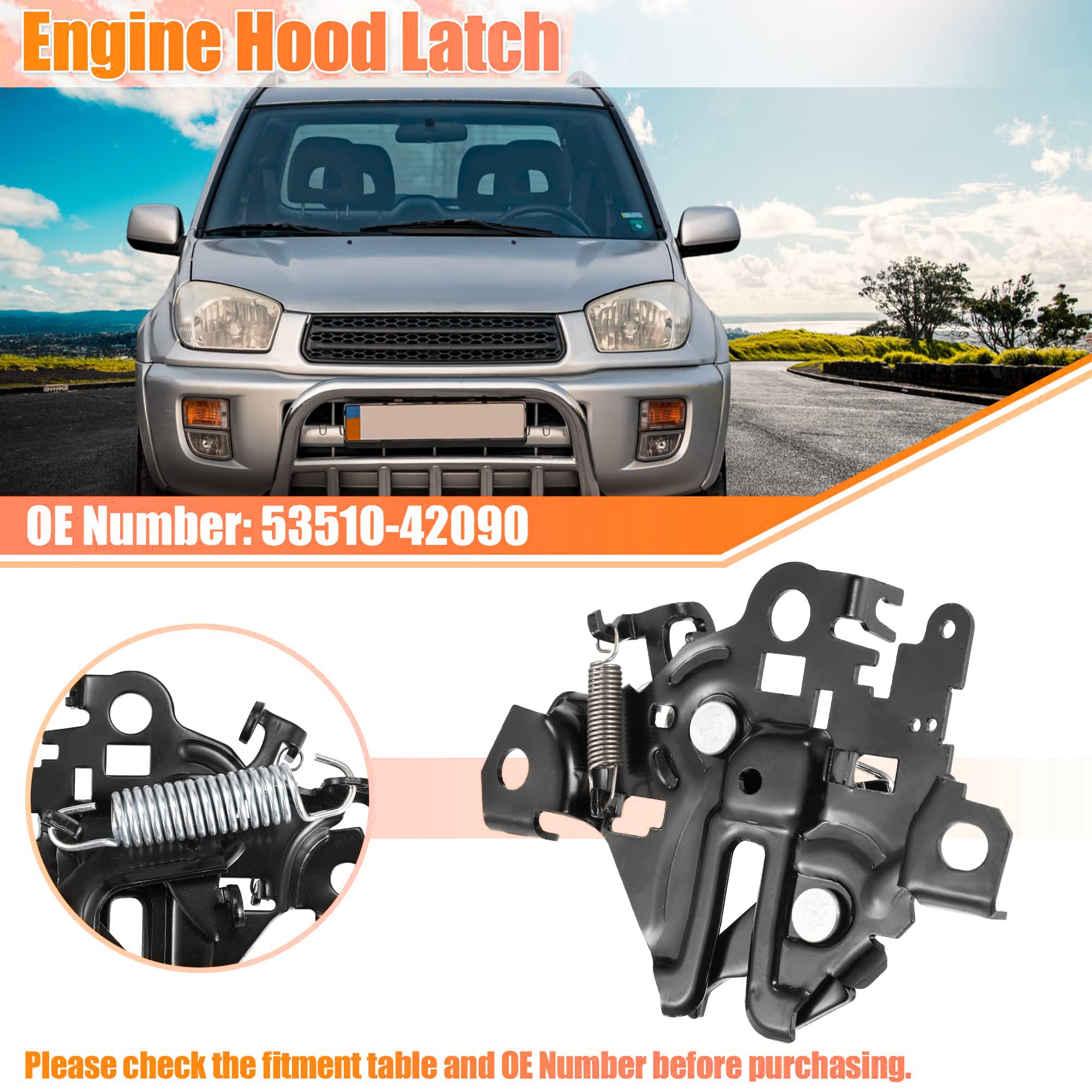 Unifizz Zatrzask maski silnika samochodu zamek kaptur zamek montaż 5351042090 5351042070 do Toyota RAV4 2006-2012 czarny 53510-42090