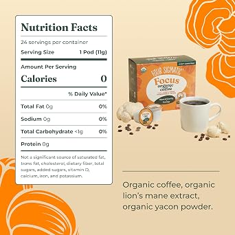 Four Sigmatic Mushroom Coffee K-Cups | Organic Dark Roast Coffee with Lions Mane Mushroom Powder & Yacon | Focus & Immune Support | Vegan & Keto | Sustainable Pods | 24 Count