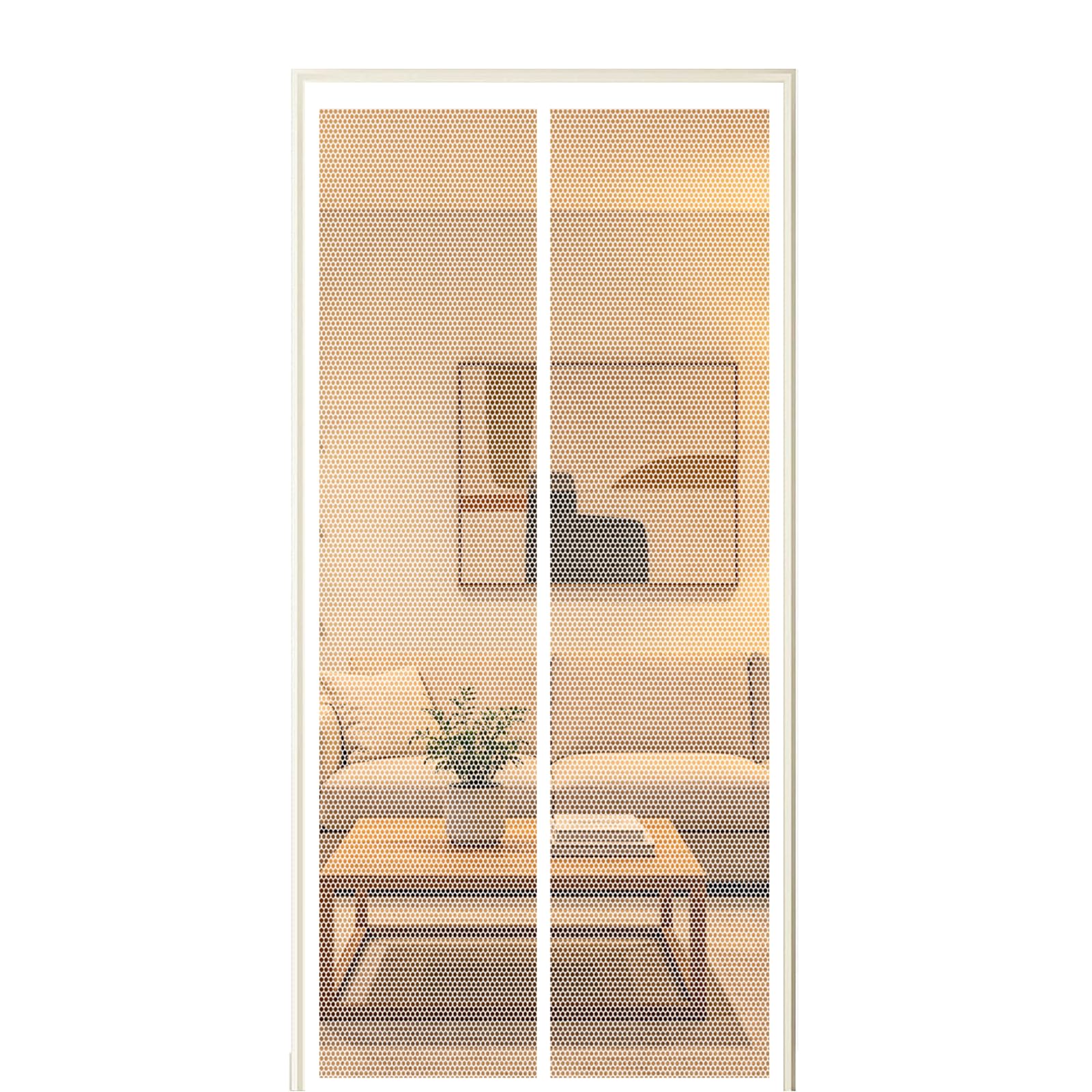 Screen Door 270 x 245 cm Self Sealing Powerful Magnets Magnetic Bug Mesh Curtain with Powerful Magnets & Full Frame Magic Tape Suitable for Patio Doors Balcony Bedroom, White