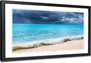 Tropical Beach Panoramic Photography Print. Ocean Storm Wall Art.