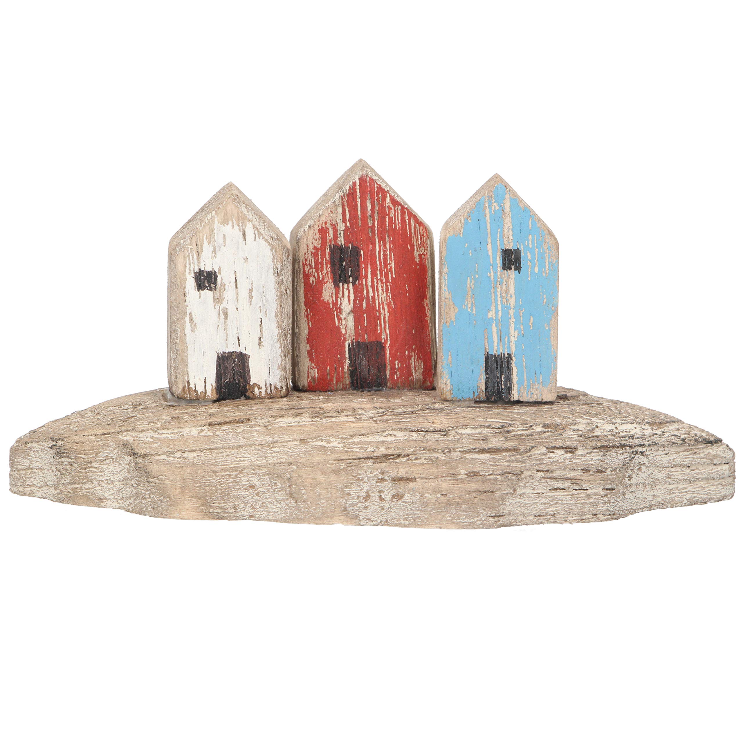 Gisela Graham Multicolor Coastal Style Wooden Beach Huts, Mini, 7Cm