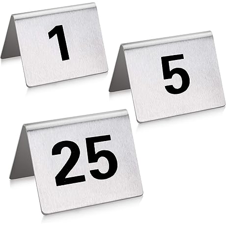 New Star Foodservice 27617 Stainless Steel Metallic Table Numbers 1-25