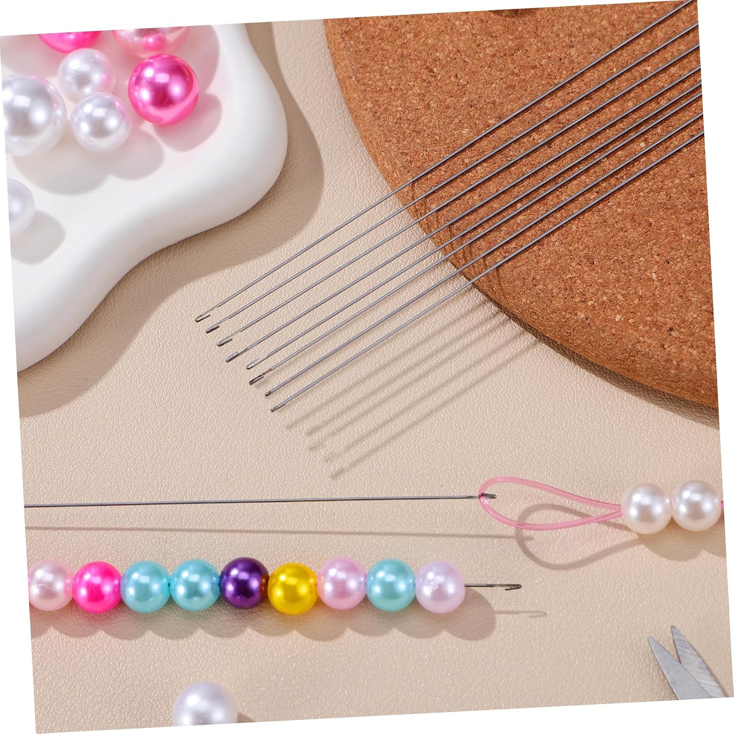 GLSTOY Beaded Needles 10 Pack Long Beading Needles with Hook for Jewelry Making and DIY Bead Threading Tools
