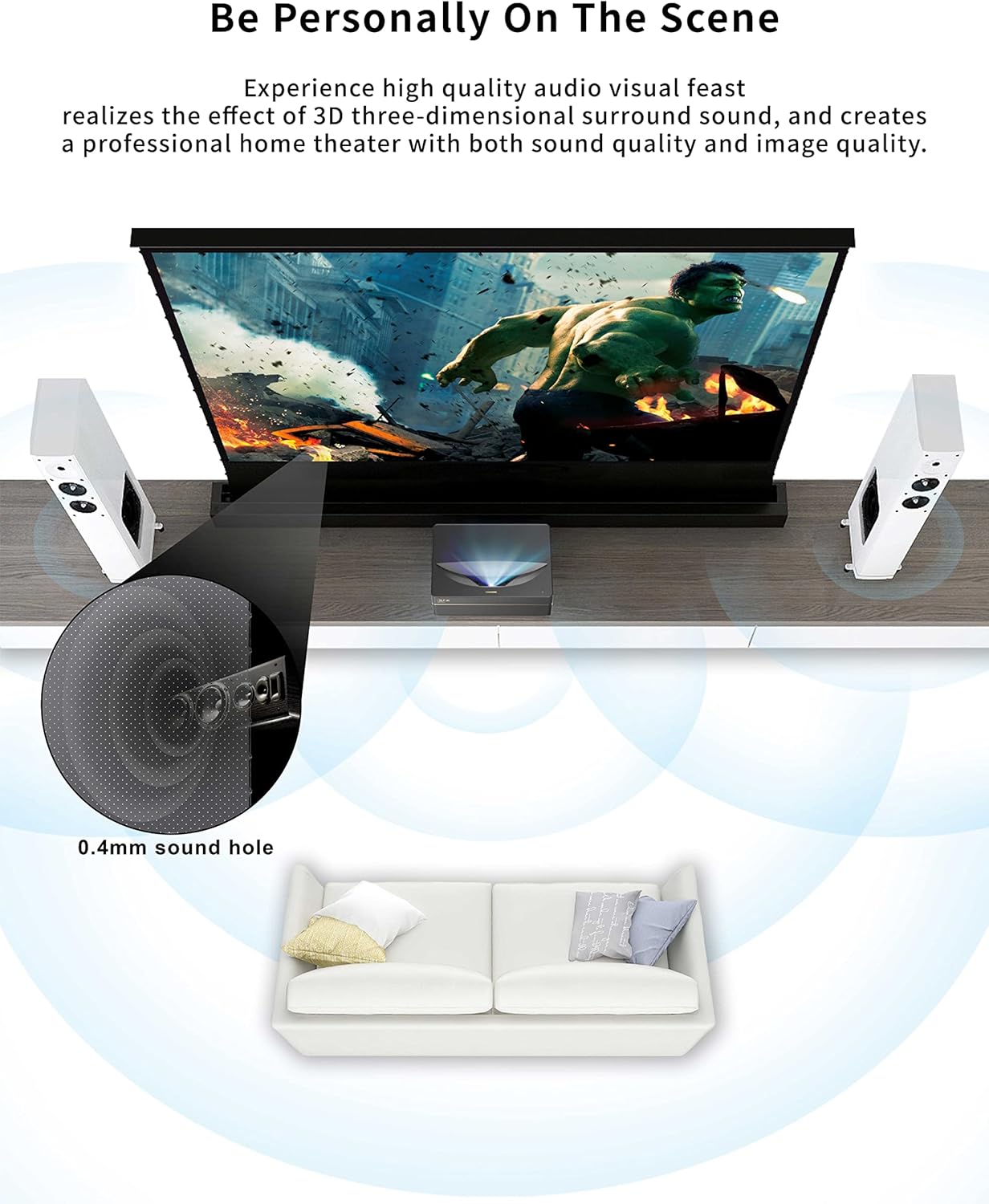 VIVIDSTORM-Long Focus ALR Screen,Sound Transparent Perforated,Black Housing Motorized Floor-Rising Projection Screen,Compatible with Lumen up to 2500ANSI of Ordinary Projector,VSDSTPALR92H
