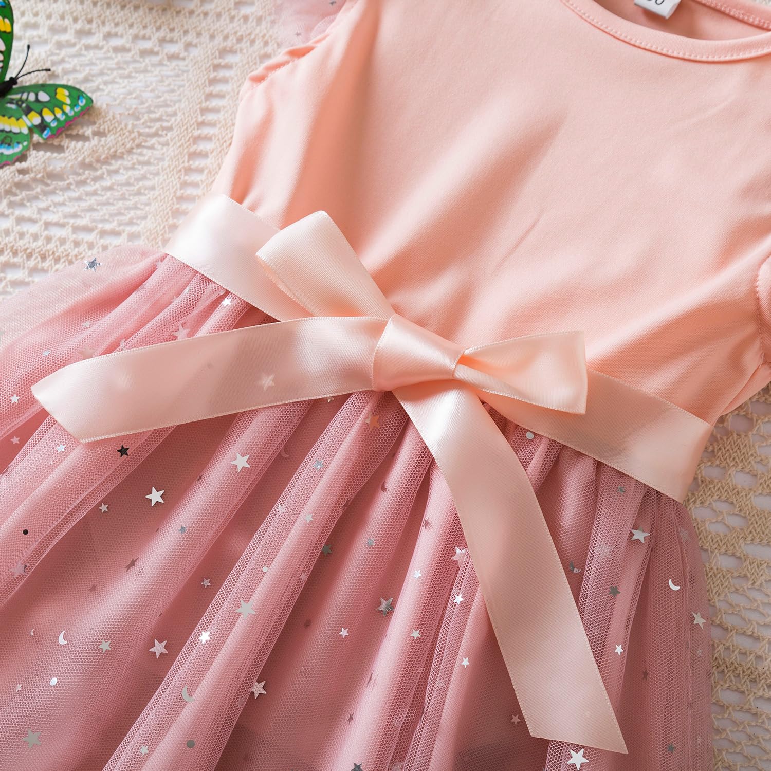 Robe Tutu à Volants Fleurie Ciel étoilé Petite Bébé Fille Robe de Princesse pour Les Fêtes D'été - 4