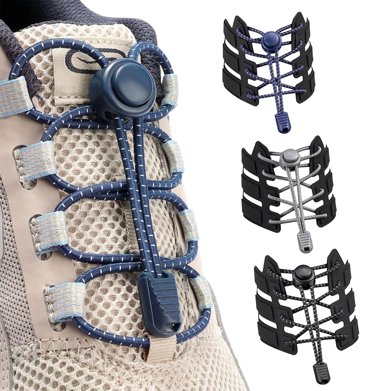 Plexaris 3 Pairs No Tie Shoe Laces, Elastic Shoe Laces Fits All, Shoes Laces for Men Women, Shoe Lace for Adult Sneakers Fits Hiking Boots, Board Shoes and Casual Shoes (Black+Grey+Blue) (B0DFP52MP8) Amazon Price History, Amazon Price Tracker