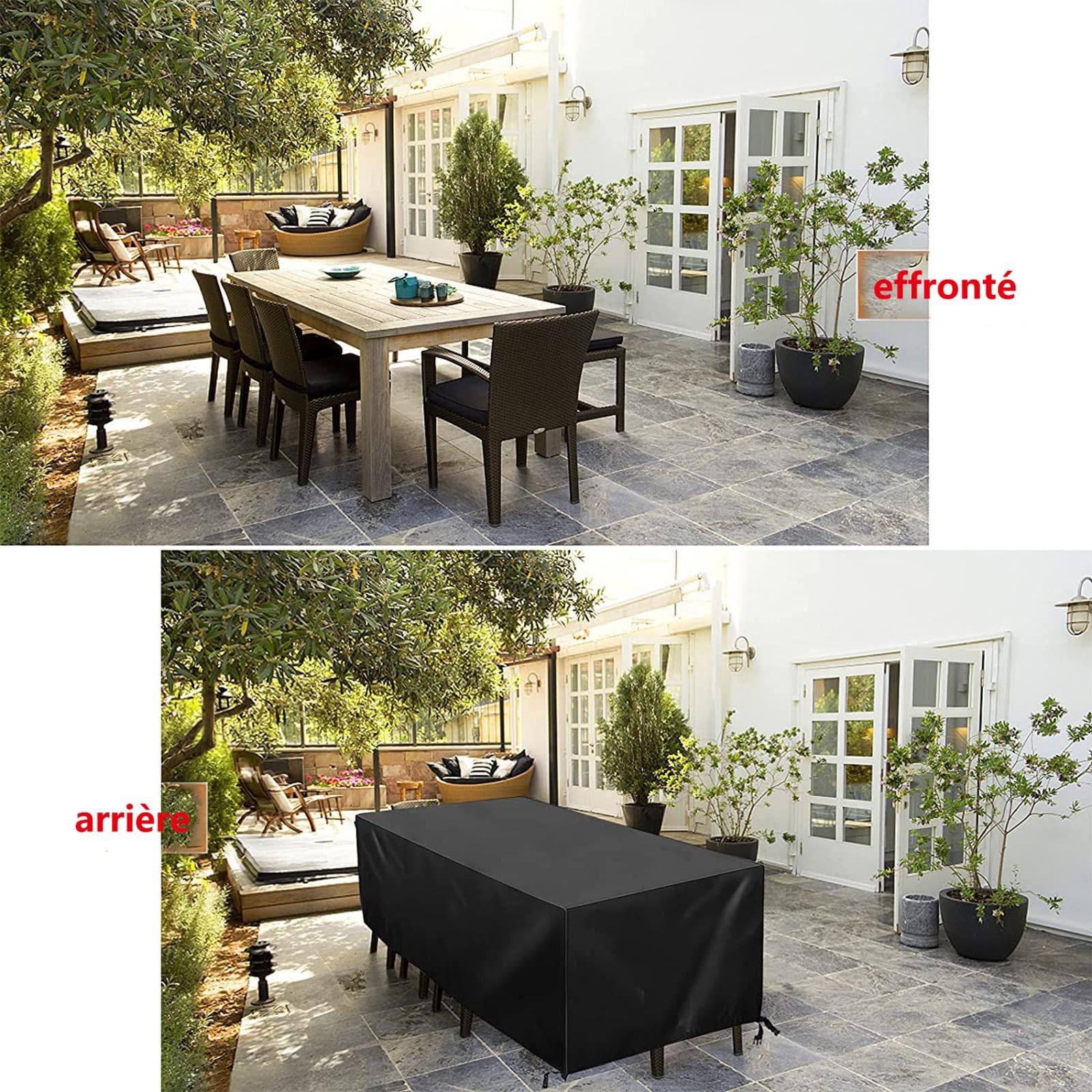 Housse De Protection Salon De Jardin 280x120x80cm Résistante à l'hiver et imperméable, Robuste, 420D Oxford Tissu Housse de Table de Jardin avec Corde et Boucle Verrouillage