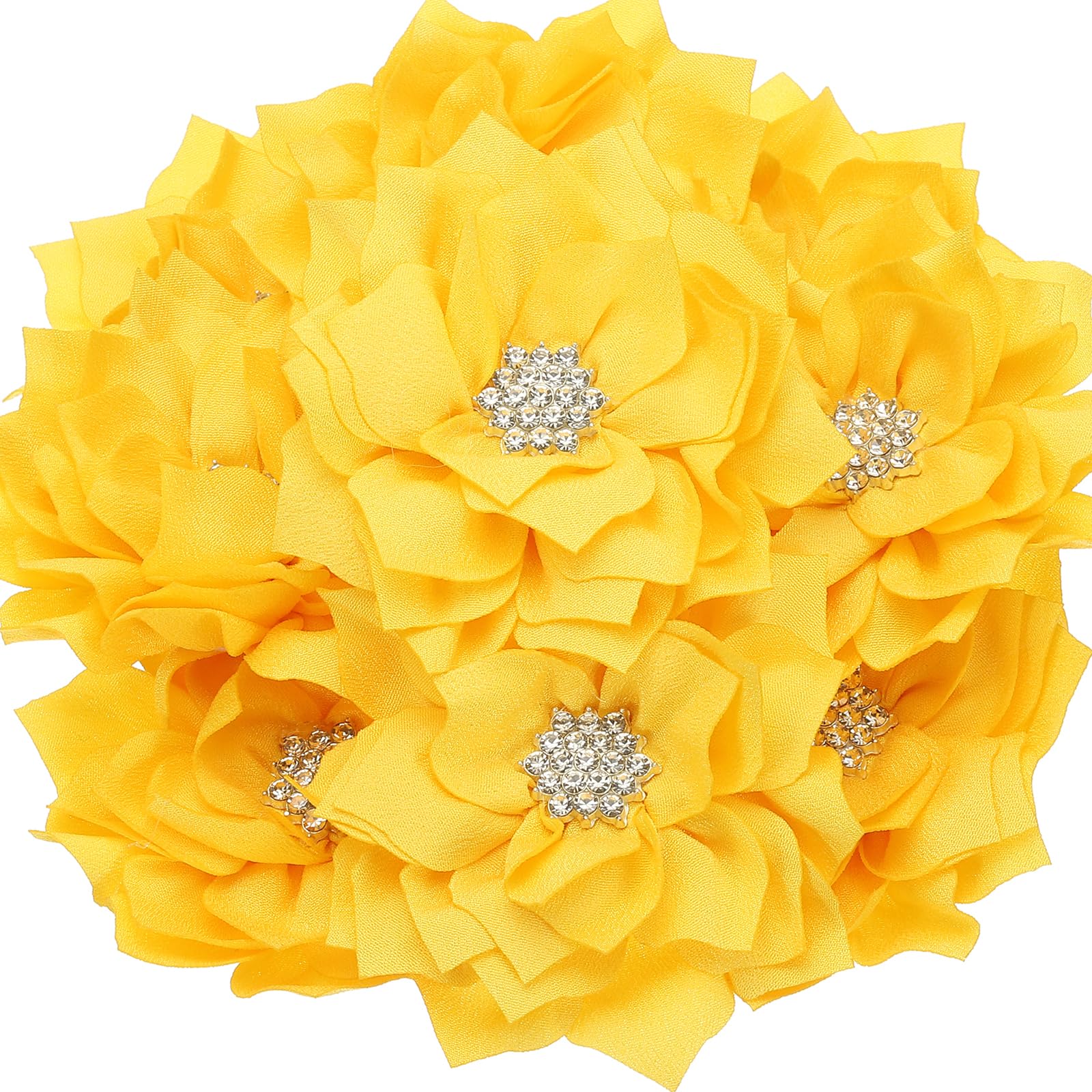 Applique en mousseline de soie PATIKIL jaune avec strass et perles pour loisirs créatifs x10