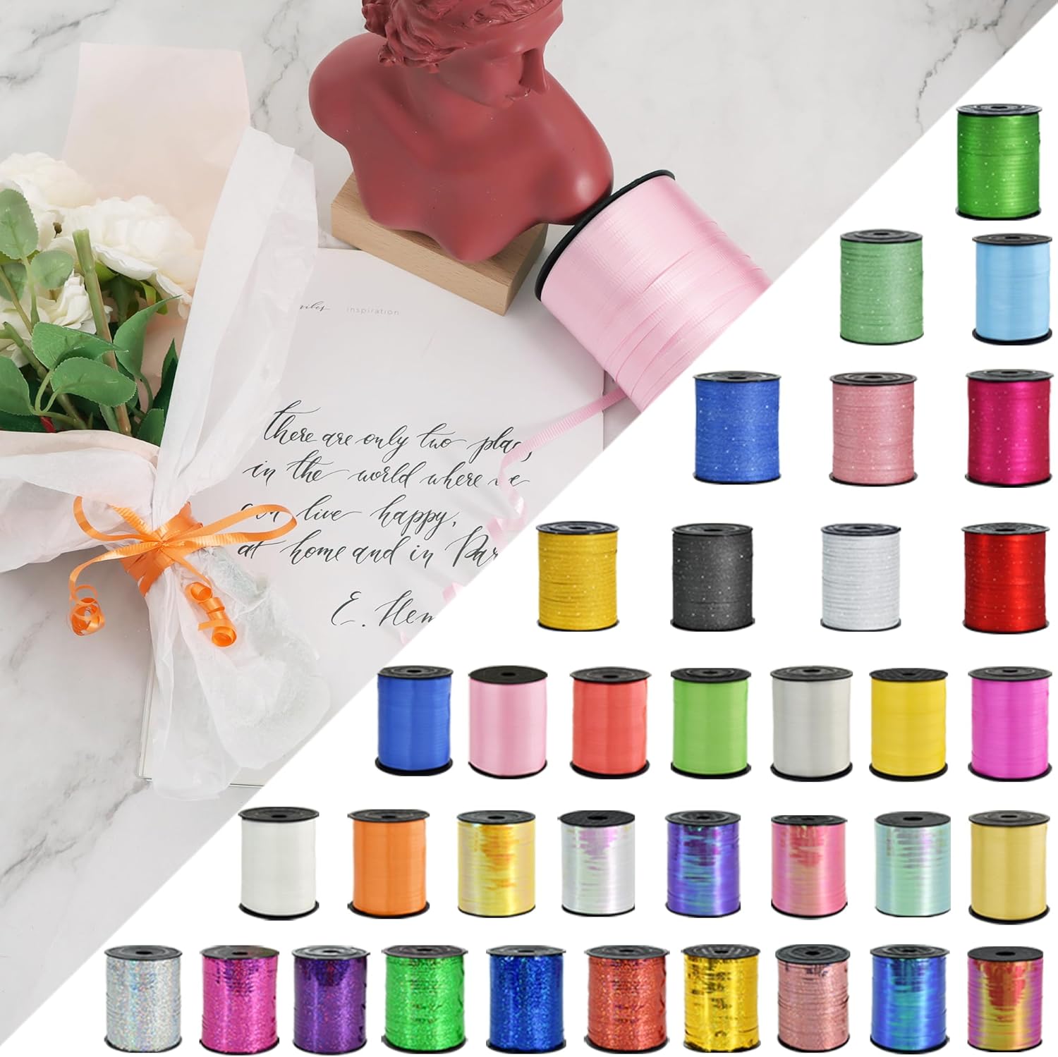 BEISHIDA 500 Yards Matte Hot Pink Curling Ribbon for Gift Wrapping, Birthday Party, Festival, Art Craft, Decor, Florist, Flowers - Image 6