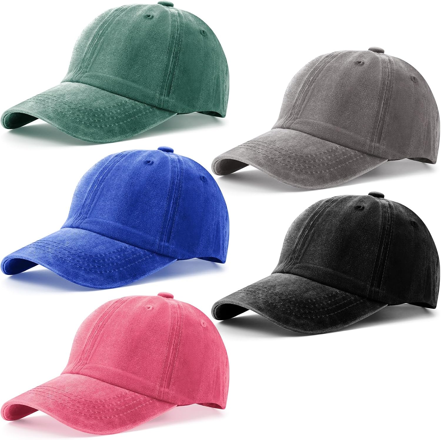 Glitopper 5 Pcs Vintage Baseball Cap for Men Woman Bulk Adjustable Size Low Profile Baseball Hat Cotton Caps