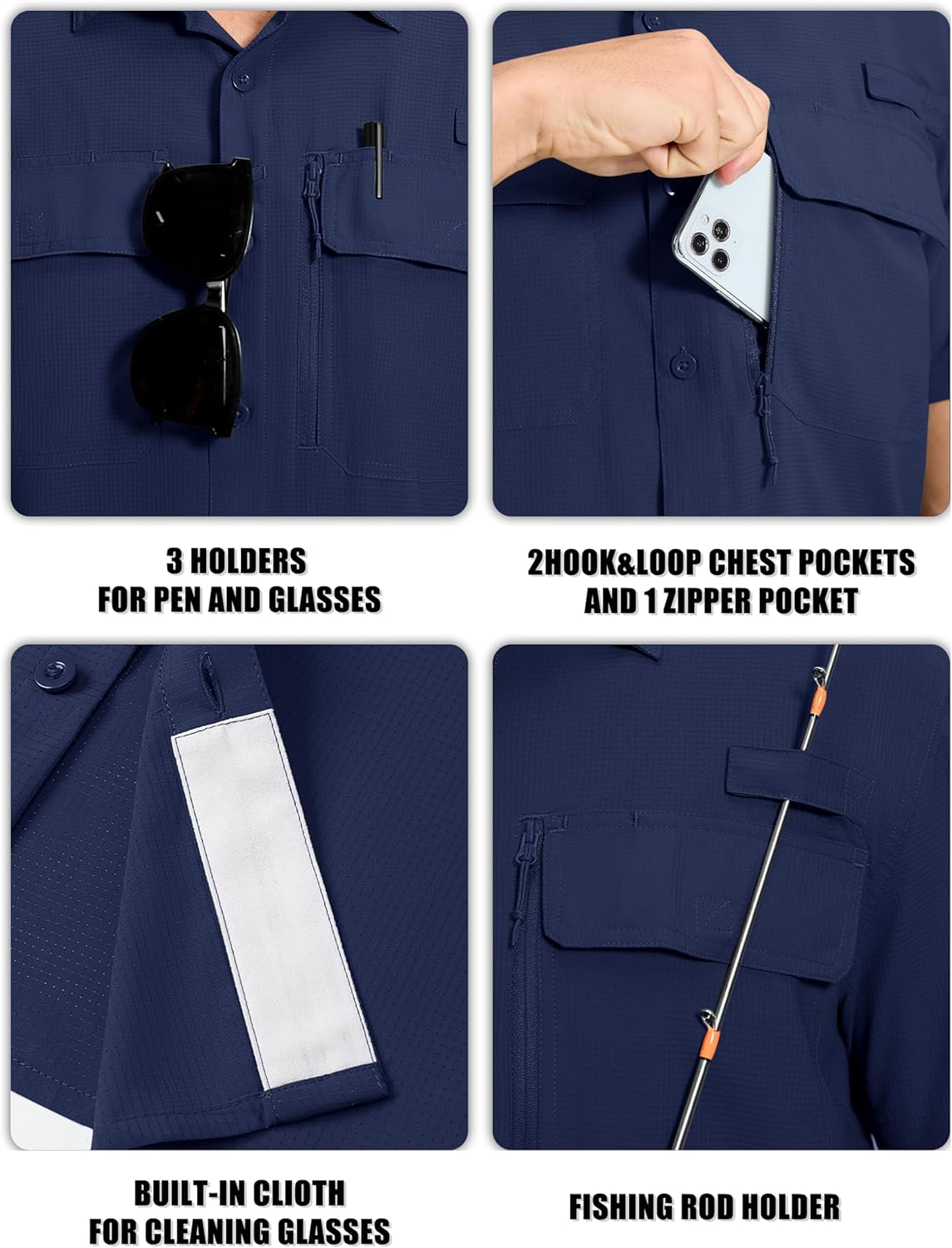 TACVASEN Fishing Shirts for Men Cool Hiking Shirt Button Up Short Sleeve SPF UPF 50+ Sun Shirt Quick Dry for Tactical - Image 6