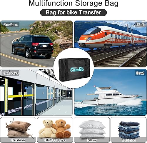 Miniatura 4 de CamGo Bolsa de transporte plegable de bicicleta de 26 pulgadas - Funda impermeable para viaje en tren aéreo