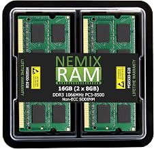 NEMIX RAM 16GB (2X8GB) DDR3 1066MHz PC3-8500 2Rx8 1.5V 204-PIN Non-ECC SODIMM Laptop PC Memory KIT