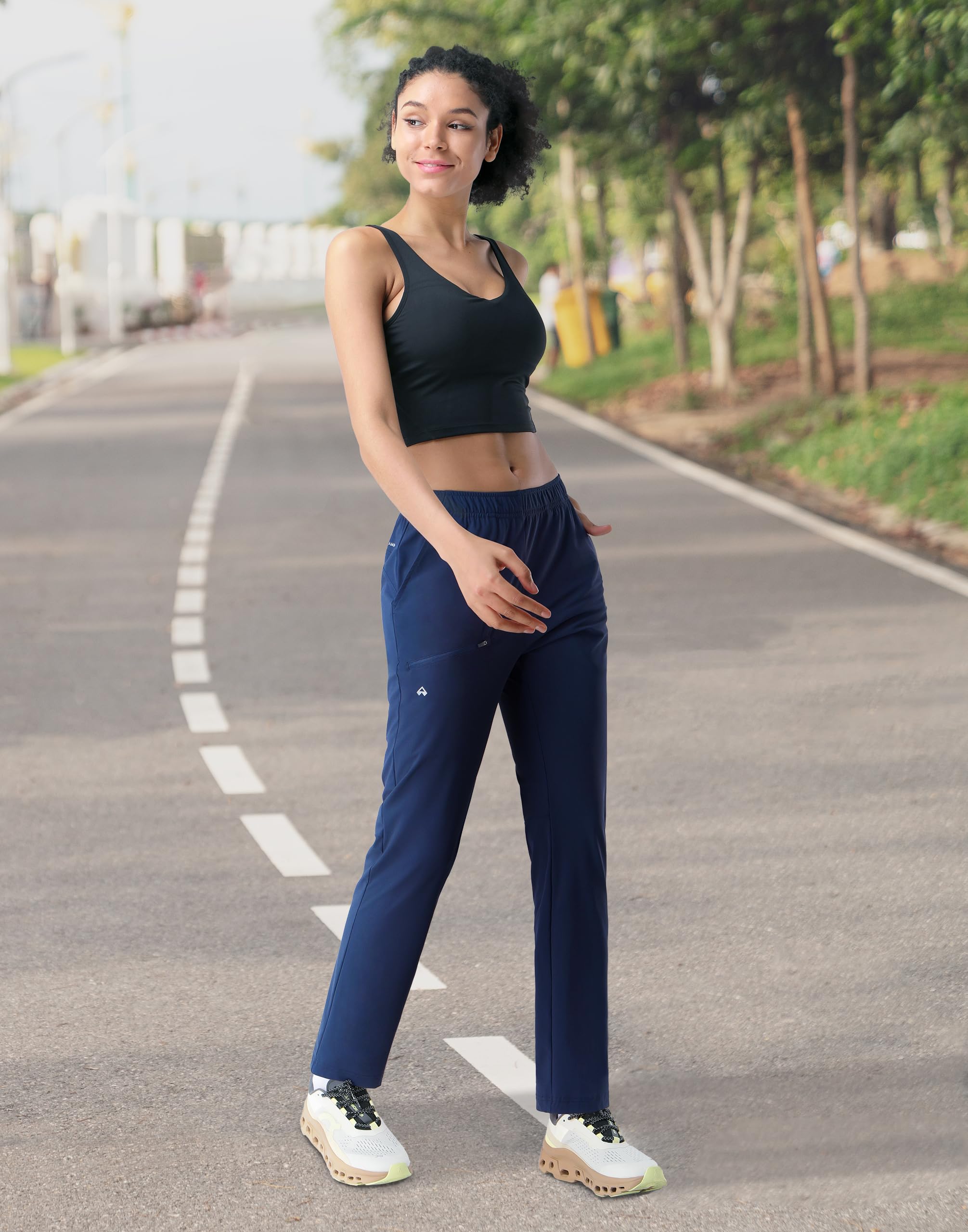 Jogging Femme Lumière Pantalon Sport pour Femmes Freizeithose Taille Elastique Bas de Pantalons Sport Yoga UPF50+ avec 3 Poches