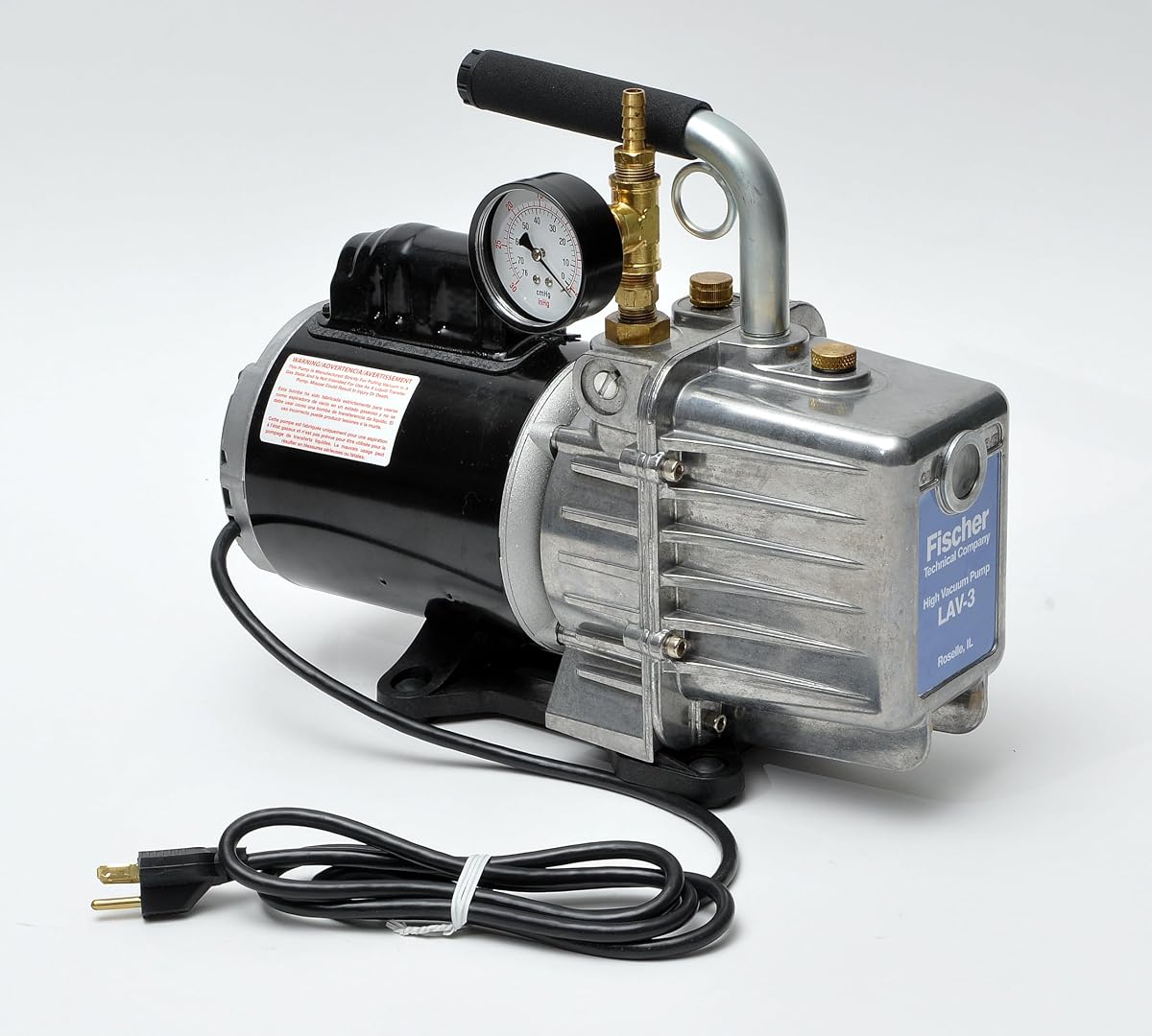 Fischer LAV-3 Laboratory High Vacuum Pump with 0-30"Hg Gauge, 2 Stage, 1/3 HP, 110V, 60Hz