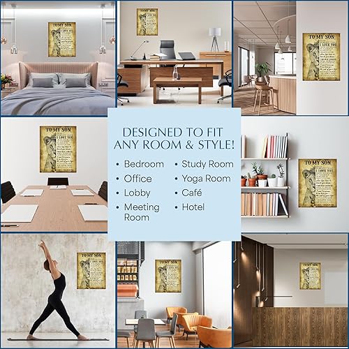 Vista 4 de To My Son Never Forget That I Love You - Motivational Wall Art Print - Wall Art Poster Print with Lioness Image for Boy’s Room, Family and Office