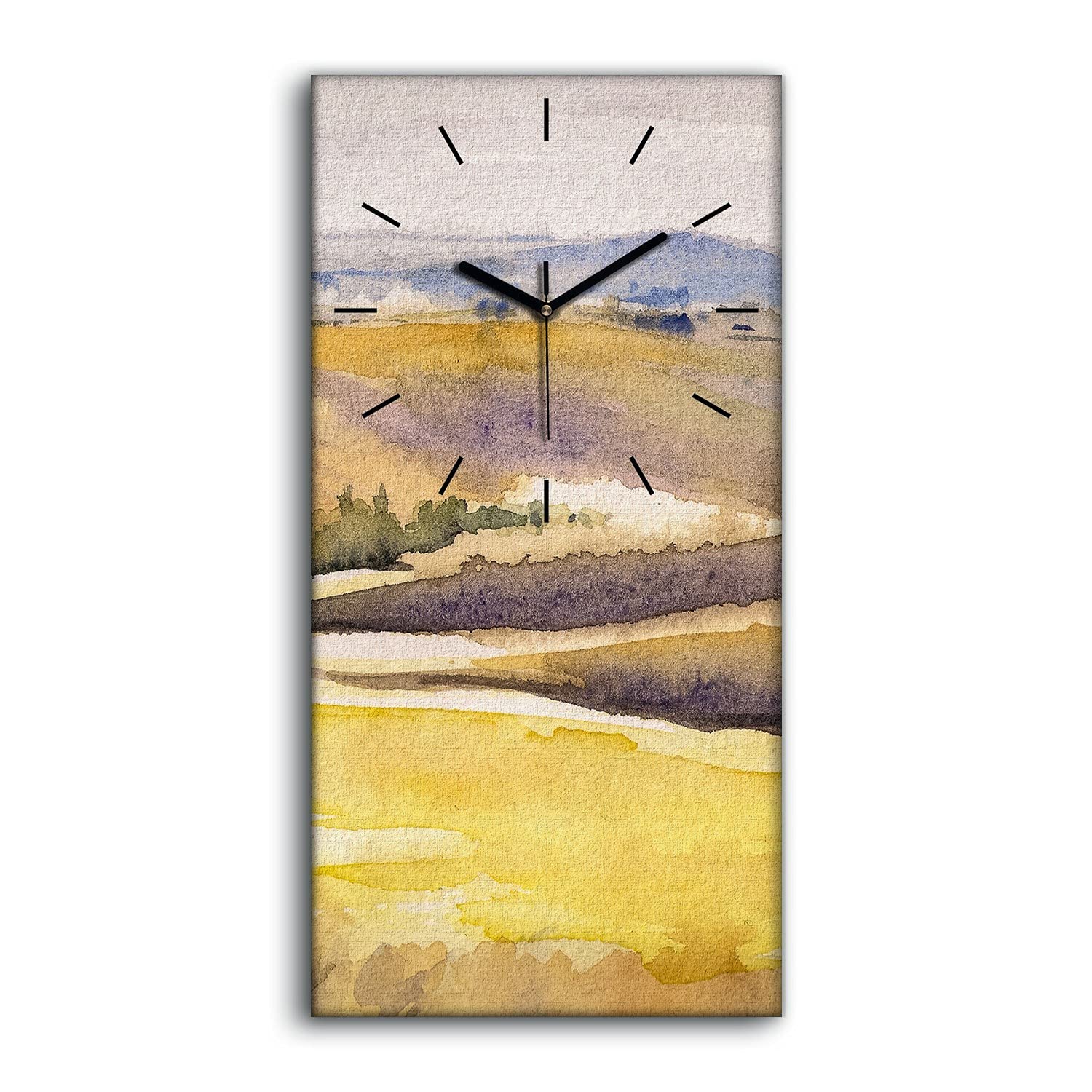 Horloge sur Toile Silencieuse Coloray 30x60cm pour Salon Zen