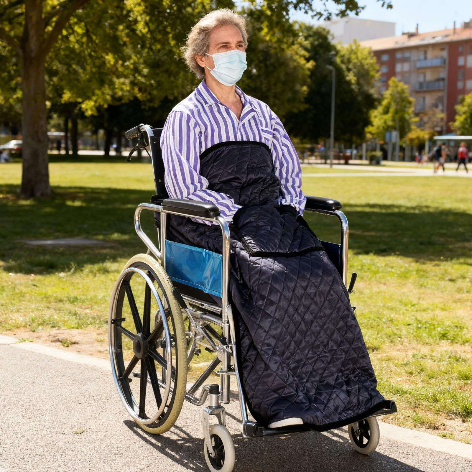 Manta para silla de ruedas – Funda ajustable resistente a la intemperie, manta impermeable para silla de ruedas – para actividades al aire libre en el hogar, enfermería, viajes diarios en clima frío