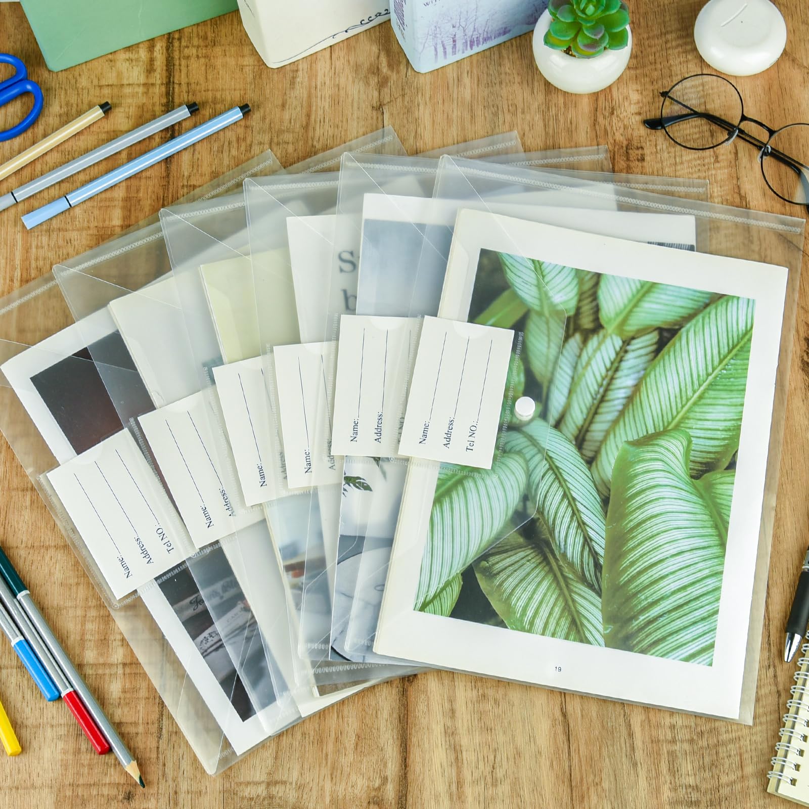 NACHLYNN Confezione da 108 buste in plastica in polietilene, 6 colori, formato A4, con etichetta, cartelle, portadocumenti, con chiusura a scatto, buste trasparenti per casa, lavoro, ufficio,